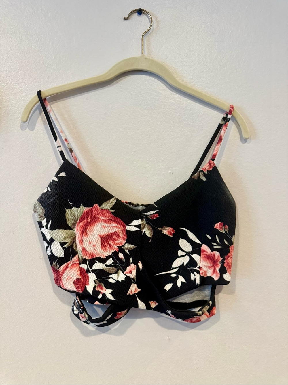 Charlotte Russe Black Floral Rose Bandeau Bralette